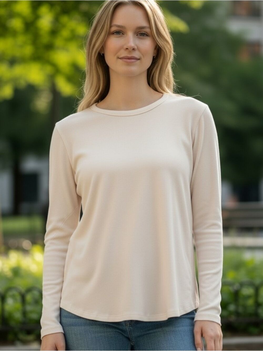 Lululemon Crewneck Long Sleeve Top Light Cream Size 12 #LS11